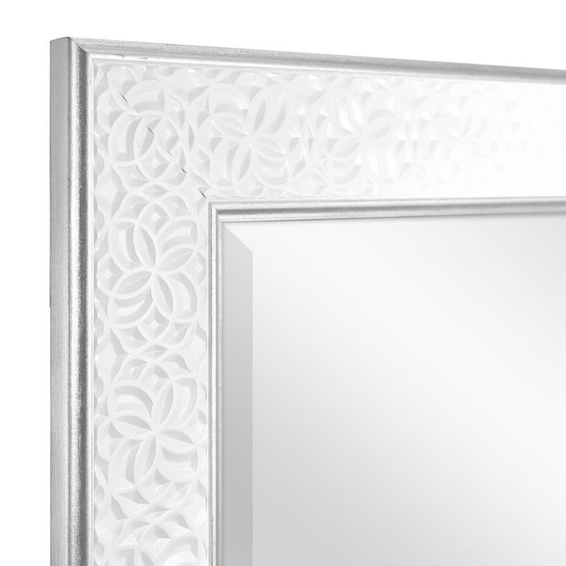 MCS Nordic Blossom Large Wall Mirror, Modern Rectangle Mirror Home Decor for Living Room, Bedroom, or Bathroom, 21 by 25 Inch, White - Image 3